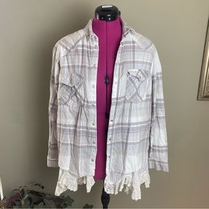 BDG Flannel with Lace Trim Shacket